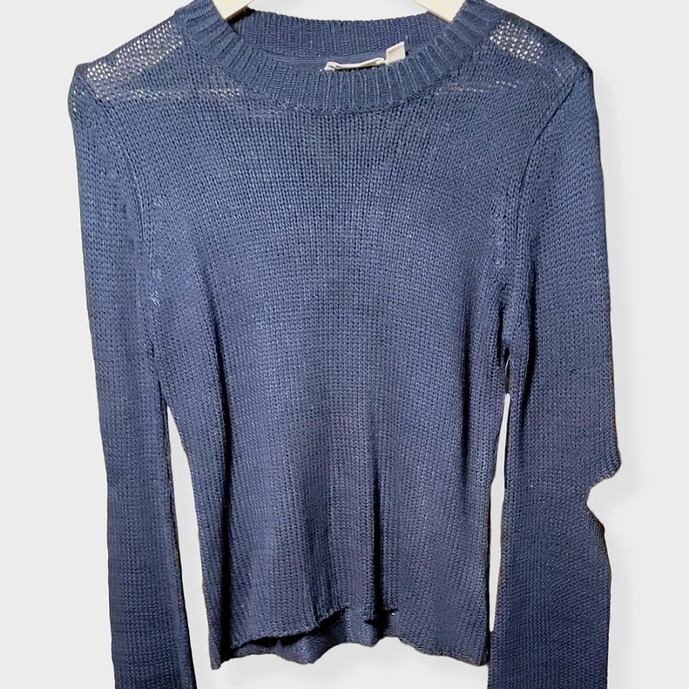 𝅺retrod Round Neck Solid Black Knitted Sweater Size Small NWT